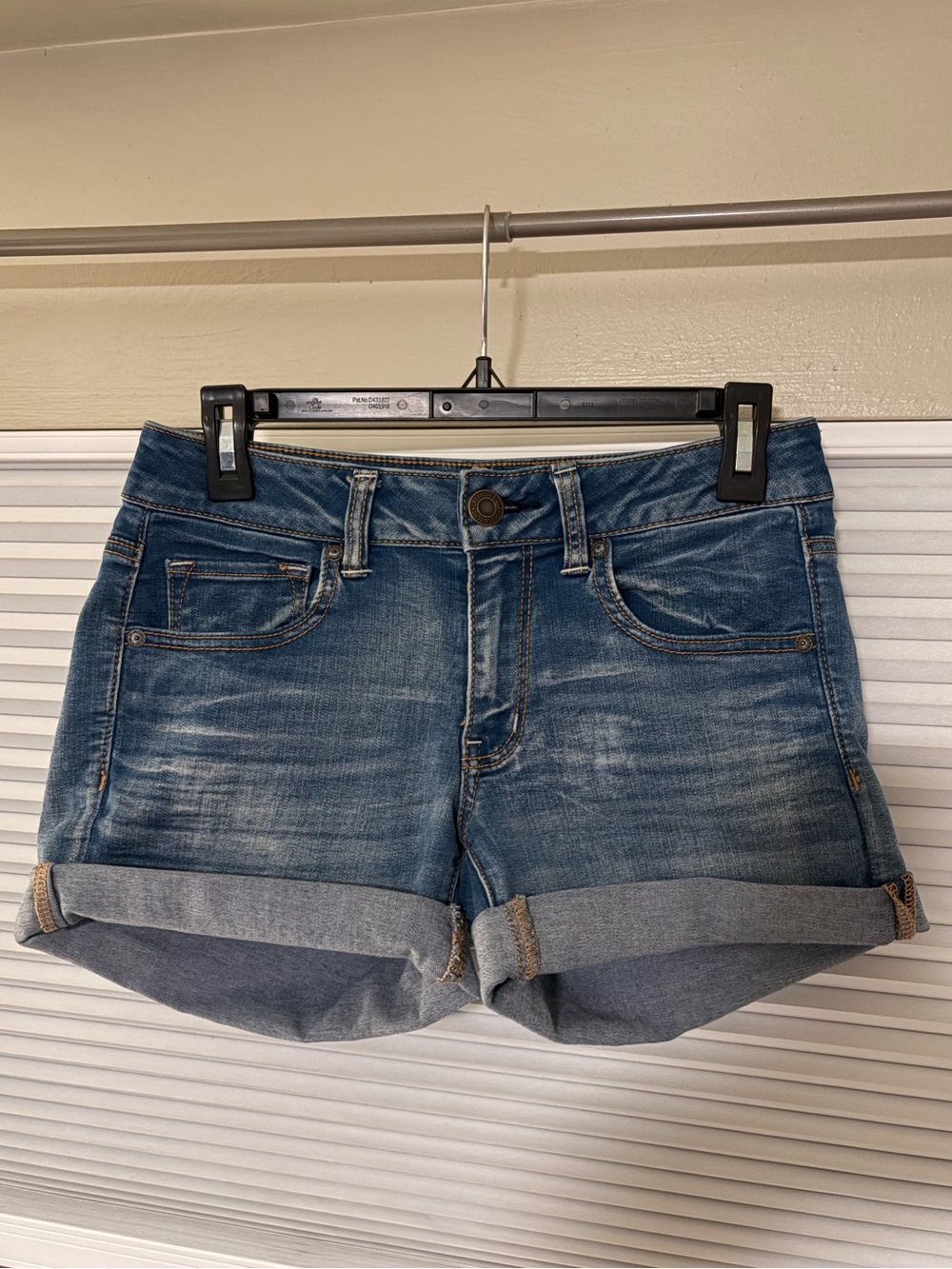 American Eagle Outfitters Faded Blue Rolled-Hem Denim Shorts